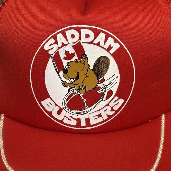 VTG 1990s USA Iraq Saddam Buster Canada Mesh Baseball Cap Hat One Size Snapback - Picture 2 of 16